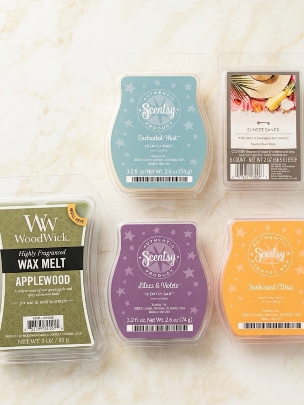 Lot of 5 Wax Melts Scentsy WoodWick Target Sunset Sands Mixed Conditions